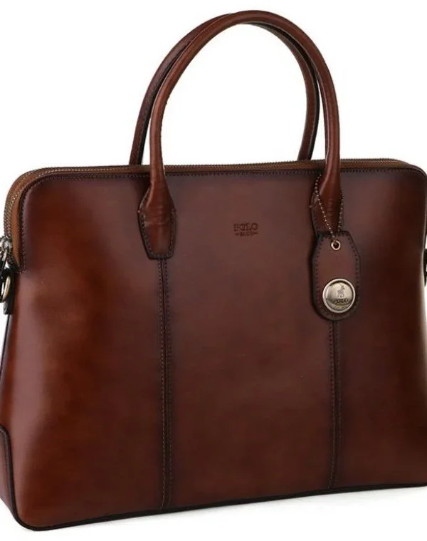 Polo: Modello Slimline Leather Briefcase - Brown