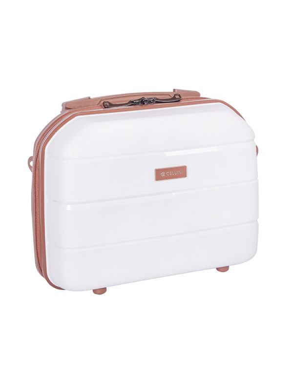 Cellini Spinn beauty case -white/tan