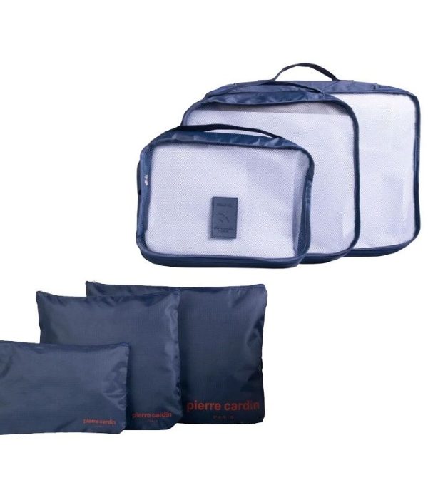 Pierre Cardin Travel Zip Up Organizer 6 Piece Set - Navy