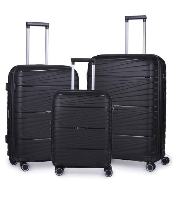 PIERRE CARDIN MONTPELLIER LUGGAGE 3 PC SET BLACK
