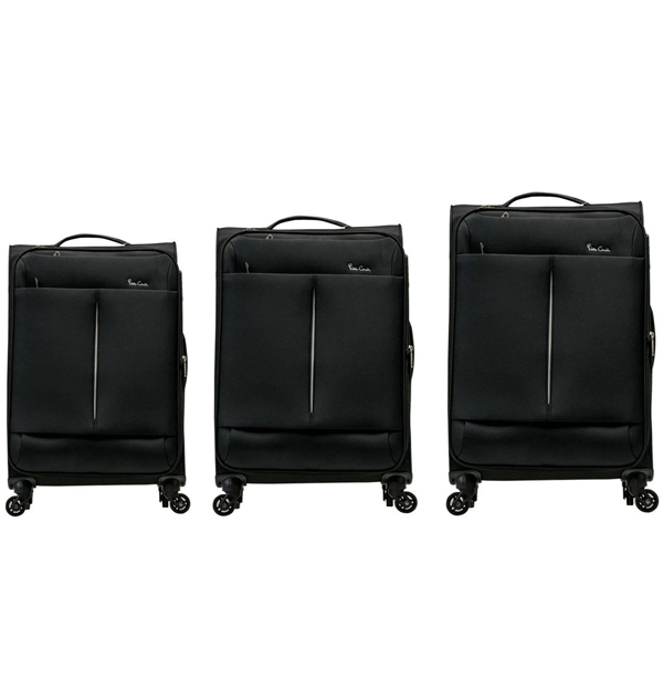 Pierre Cardin Ultralight 3 Piece Trolley Luggage Set - Black