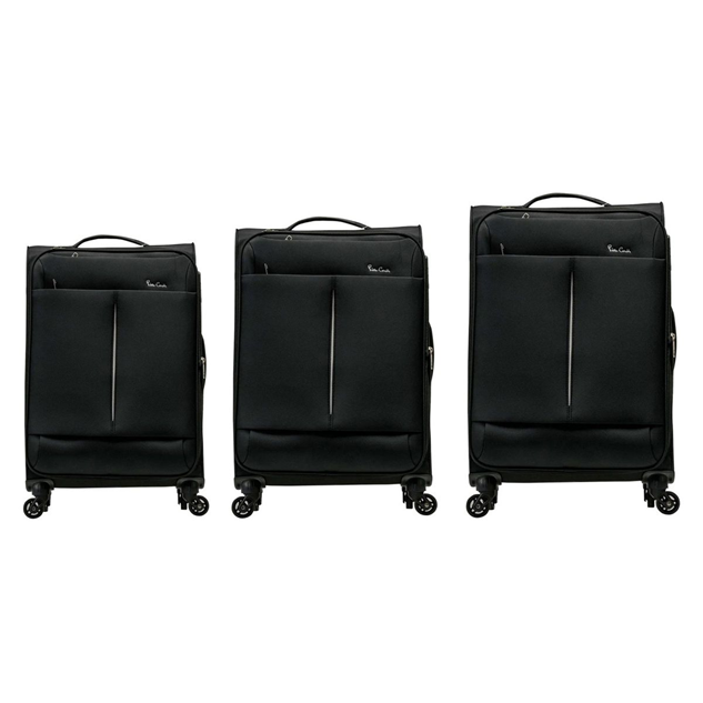 Saleys Travel Bags Pierre Cardin Ultralight 3 Piece Trolley Luggage Set - Black