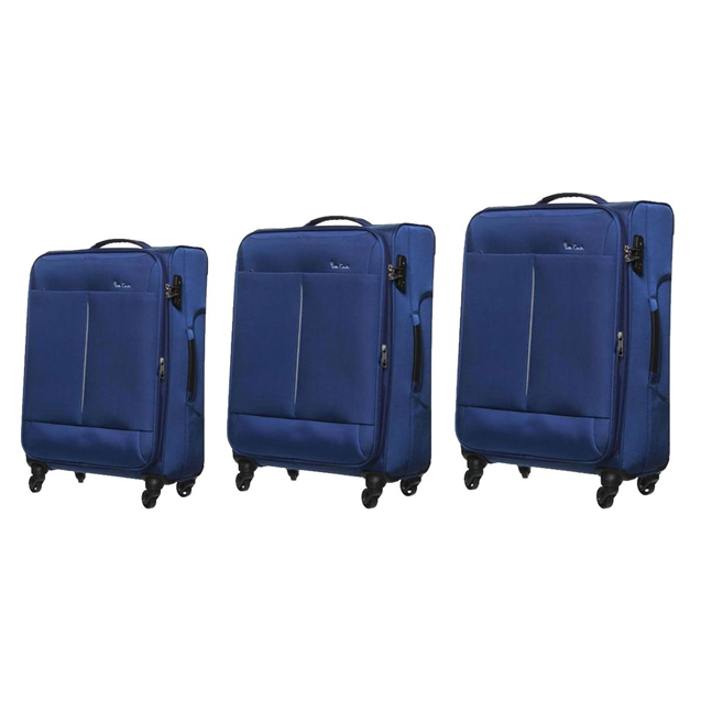 Saleys Travel Bags Pierre Cardin Ultralight 3 Piece Trolley Luggage Set - Blue
