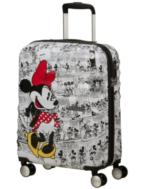 American Tourister Wavebreaker Disney 4-wheel cabin baggage Spinner suitcase 55cm -minnie comics white