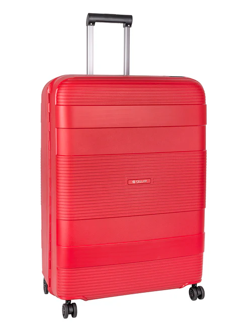 Saleys Travel Bags Cellini Safetech Zipperless Lock Large 4 Wheel Trolley Case-Red