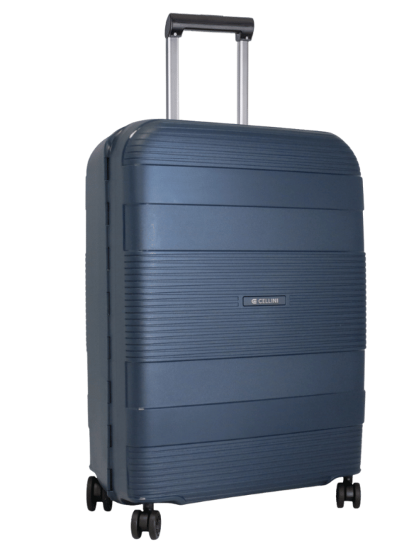 Cellini Safetech Zipperless Lock Medium 4 Wheel Trolly Case-Navy