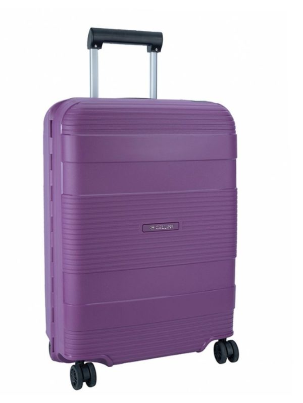 Cellini Safetech Zipperless Lock 4 Wheel Carry On Trolley -Plum