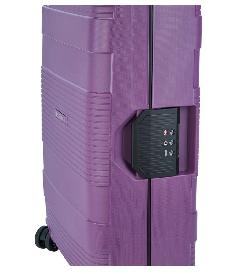 Saleys Travel Bags Cellini Safetech Zipperless Lock 4 Wheel Carry On Trolley -Plum - Image 4