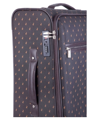 Saleys Travel Bags Polo Signature Luggage Medium 4 Wheel Trolley Case -Brown - Image 4
