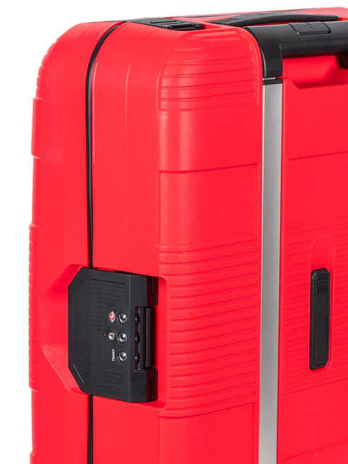 Saleys Travel Bags Cellini Safetech Zipperless Lock 4 Wheel Carry On Trolley Red - Image 4