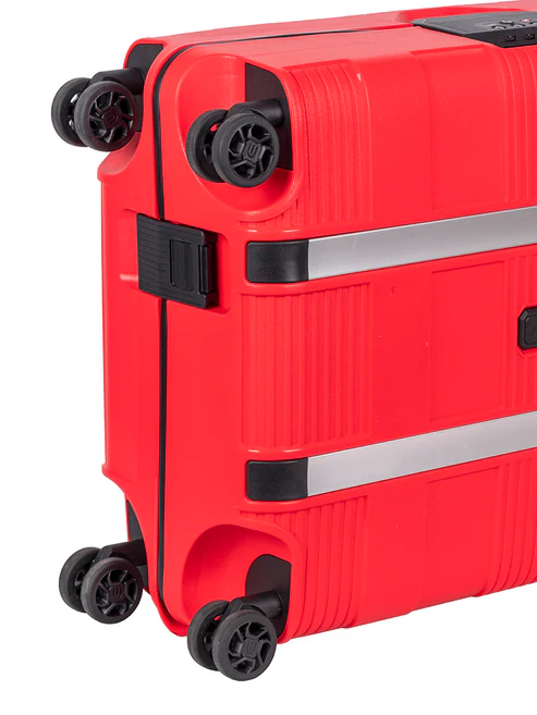Saleys Travel Bags Cellini Safetech Zipperless Lock 4 Wheel Carry On Trolley Red - Image 5