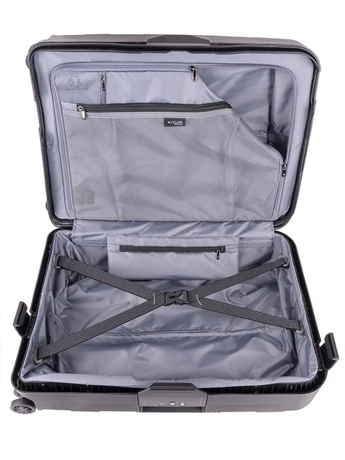 Saleys Travel Bags Cellini Safetech Zipperless Lock 4 Wheel Carry On Trolley Black - Image 2