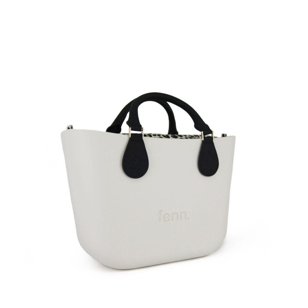 FENN PETITE WHITE – pattern 10 inner – gold zip – black comfortable short swivel microfibre handle