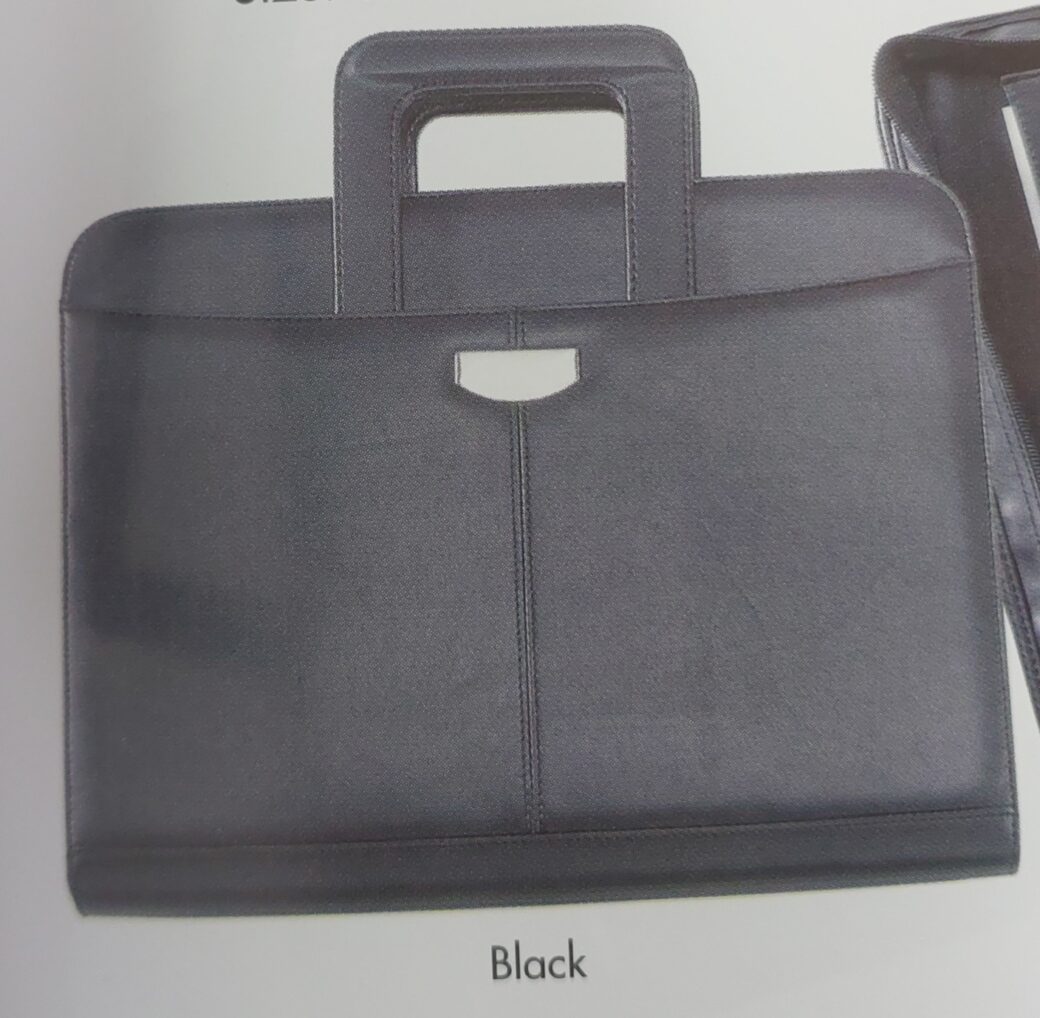 A4 Leatherette drop handle folder with badge - Image 7