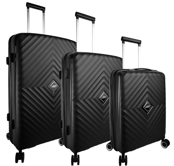 Voss 3 piece luggage set black Saleys Travel Bags