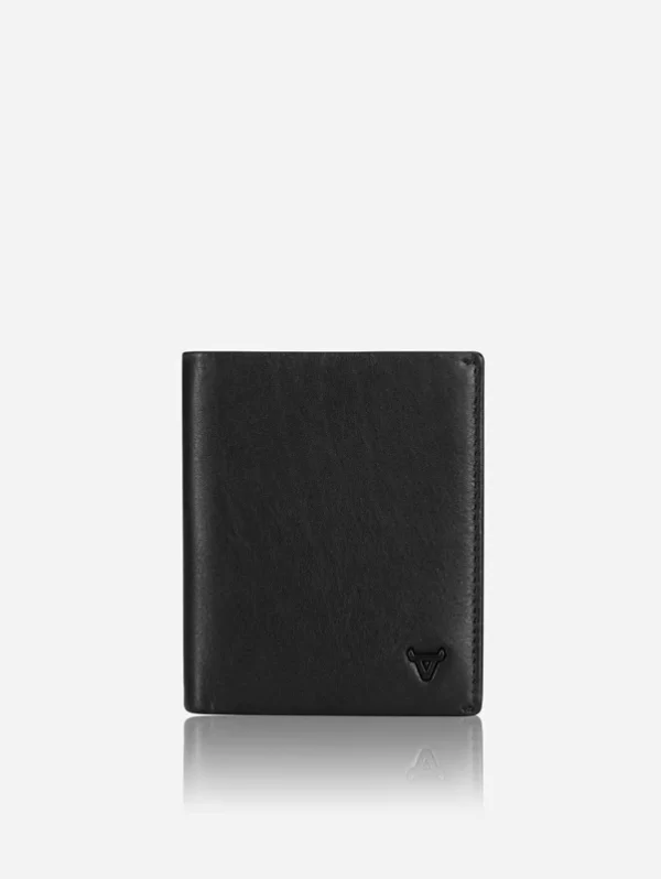 BRANDO SLIM CARD & NOTE WALLET WITH ZIP COIN POUCH, BLACK