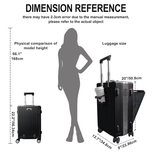 Saleys Travel Bags Evolution Aluminum Carry On Luggage - Black - Image 3