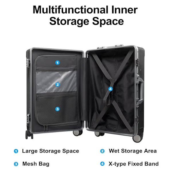 Saleys Travel Bags Evolution Aluminum Carry On Luggage - Black - Image 5