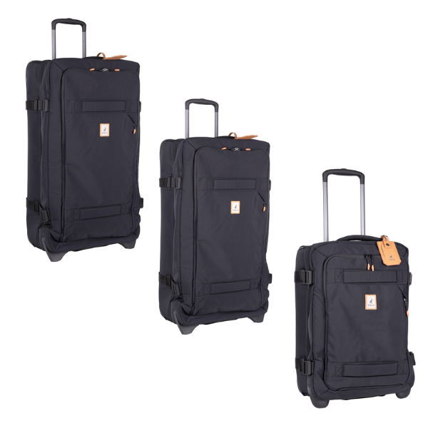 Saleys Travel Bags Polo Freedom 3 Piece Trolley Duffle Backpack Luggage Set - Black