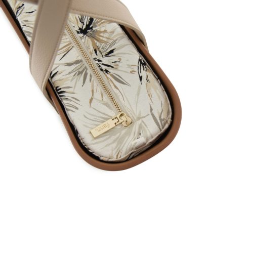 Saleys Travel Bags FENN Original Collection: Tan – Pattern Inner – Gold Zip – Light Stone Flat Handle - Image 4