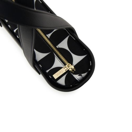 Saleys Travel Bags FENN Petite: Black – Pattern Inner – Gold Zip – Black Flat Handle - Image 3