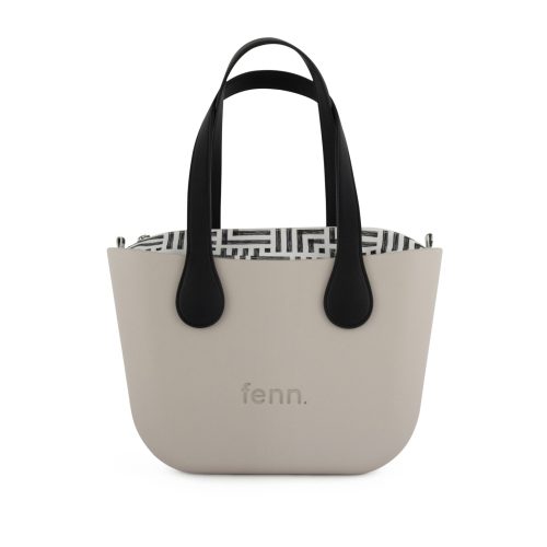 Saleys Travel Bags FENN Petite: Mushroom – Pattern Inner – Silver Zip – Black Flat Handle - Image 2