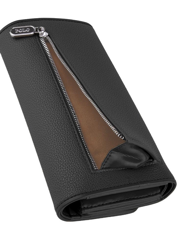 Saleys Travel Bags Polo Lyon Trifold Purse - Black - Image 2