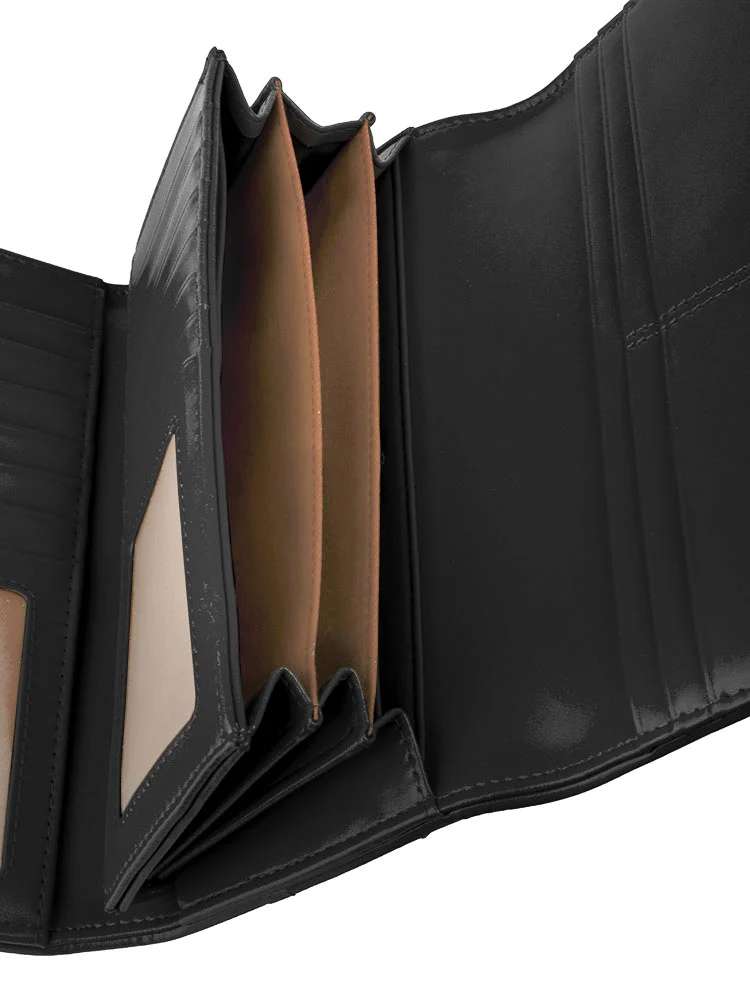 Saleys Travel Bags Polo Lyon Trifold Purse - Black - Image 3