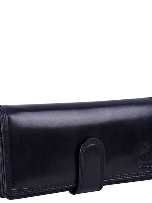 Polo Kenya Leather Large Concertina Purse - Black