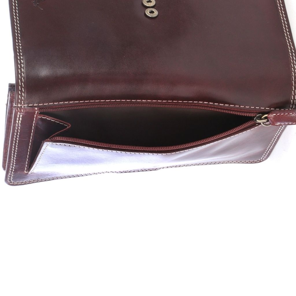 Saleys Travel Bags Polo Kenya Leather Large Concertina Purse-Brown - Image 3