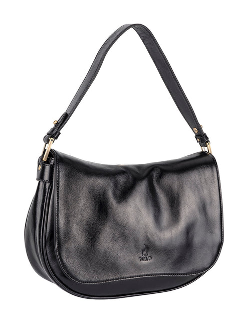 Polo Vega Flapover Shoulder Bag - Black
