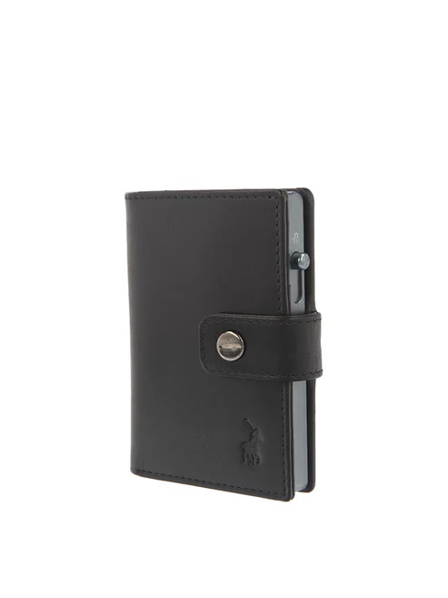 Polo Pop-Up Leather Tab Wallet - Black