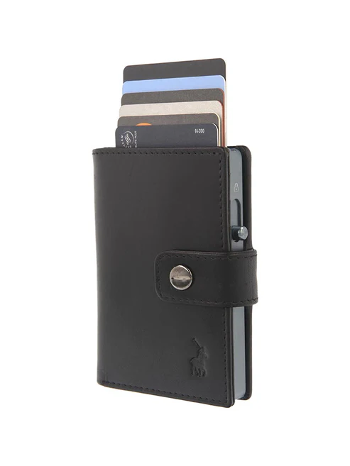Saleys Travel Bags Polo Pop-Up Leather Tab Wallet - Black - Image 3