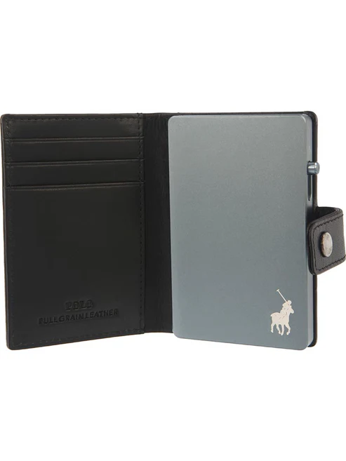 Saleys Travel Bags Polo Pop-Up Leather Tab Wallet - Black - Image 4