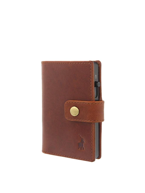 Polo Pop-Up Leather Tab Wallet - Brown