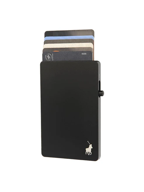 Saleys Travel Bags Polo Pop-Up Aluminum Card Holder Wallet - Black - Image 2