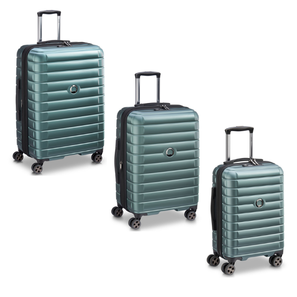 DELSEY: SHADOW 5.0 - 3 Piece Luggage Set - Green