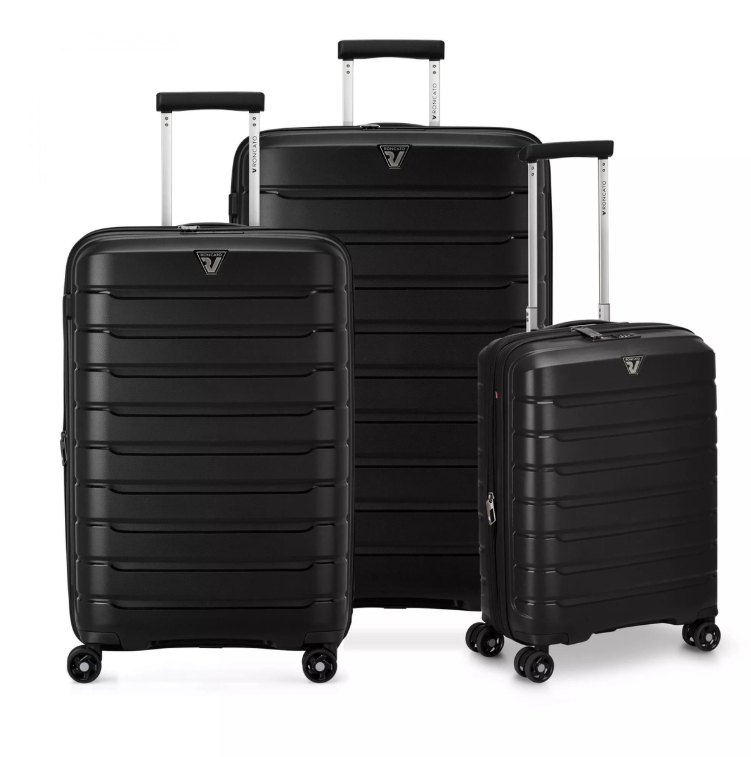 Saleys Travel Bags Roncato B-Flying Expandable 4 Wheel Trolley Luggage Set - Black