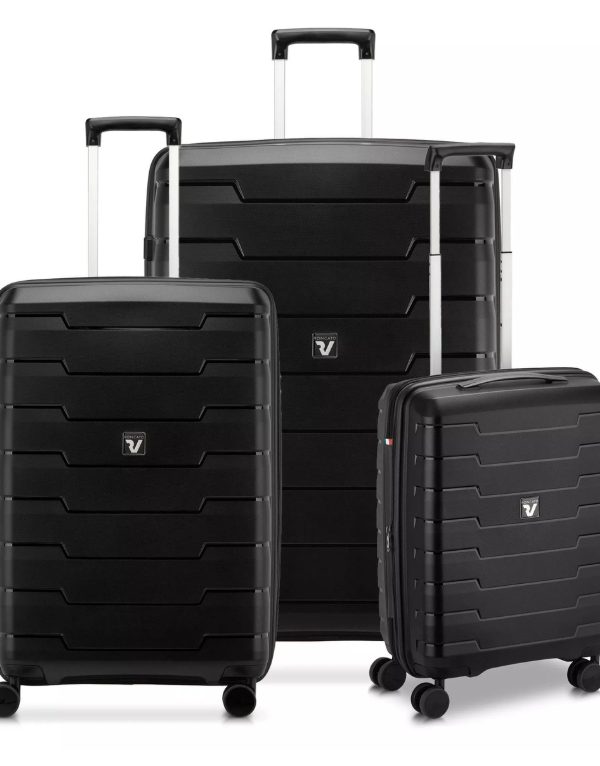 Roncato Skyline 2.0 Expandable 3 Piece Luggage Trolley Set - black