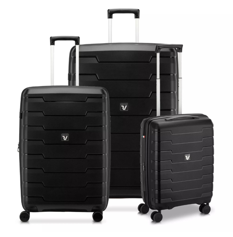 Saleys Travel Bags Roncato Skyline 2.0 Expandable 3 Piece Luggage Trolley Set - black