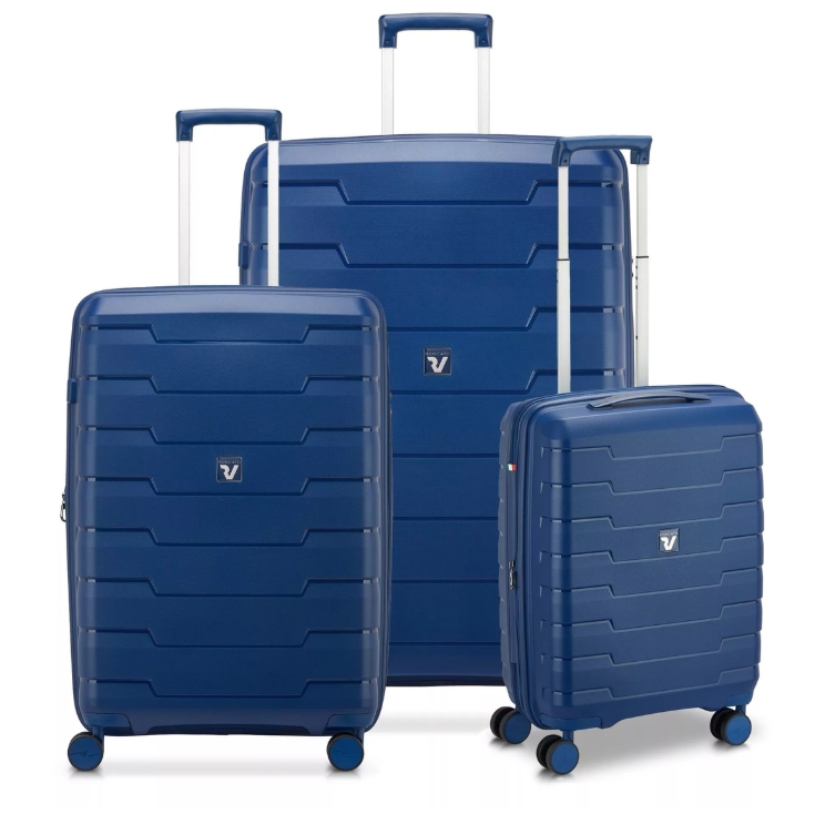 Saleys Travel Bags Roncato Skyline 2.0 Expandable 3 Piece Luggage Trolley Set - Night Blue