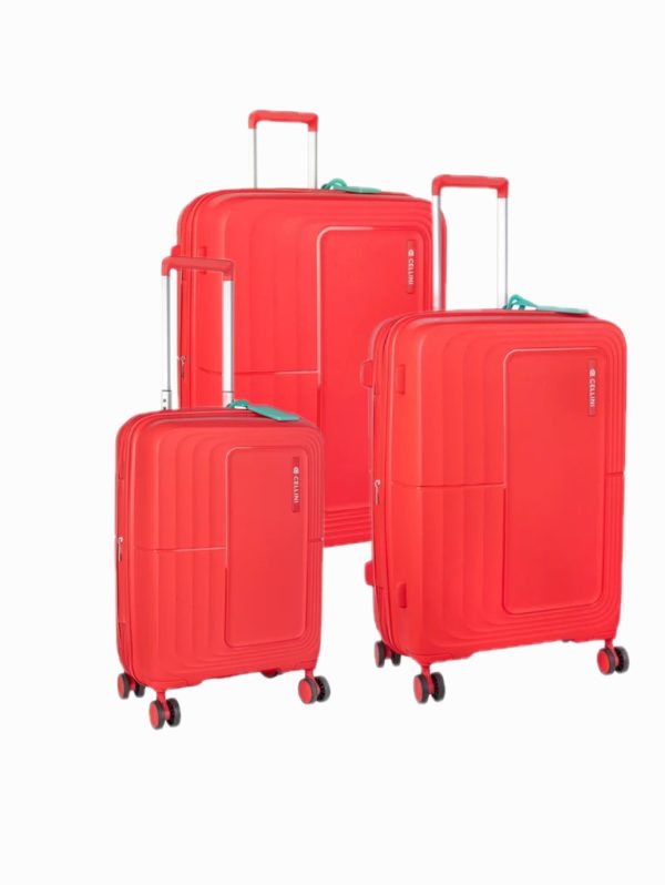 Cellini Cruze 4 Wheel Xpander Trolley Case 3 Piece Set - Poppy Red